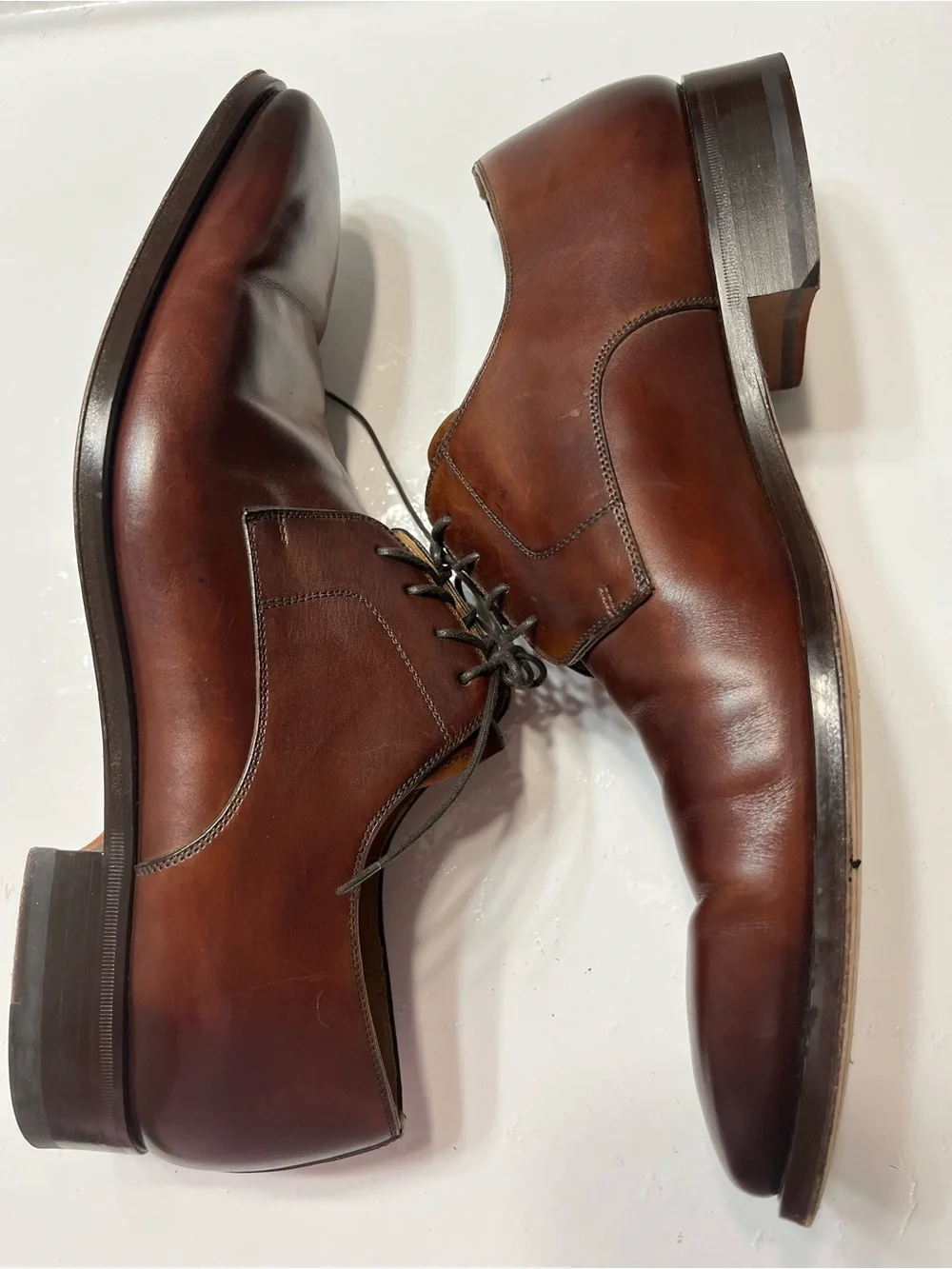 Magnanni Brown Leather Derby Oxfords